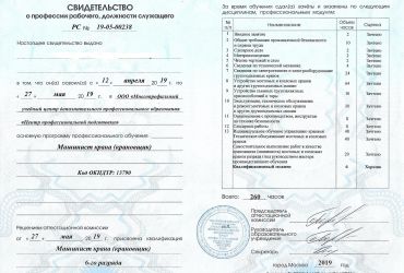 Образец свидетельства о РС